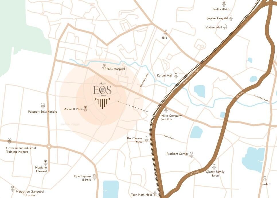 Adyah EOS IT Park Wagle Estate Thane Location Map